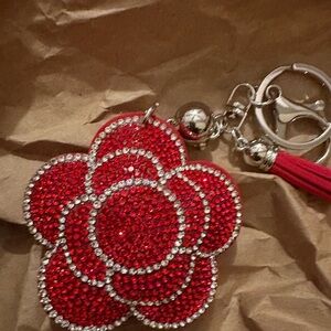 Red Crystal Flower‎ Keychain bagcharm/keychain